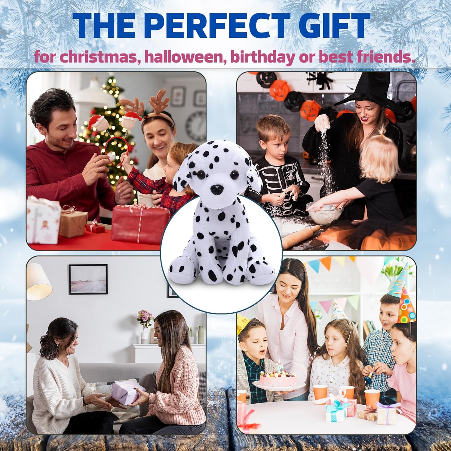 Realistic Stuffed Animal Toys Puppy Dog 10 Inches, Holiday Plush Figures for Kids, Babies to Play with (Dalmatian-10'')